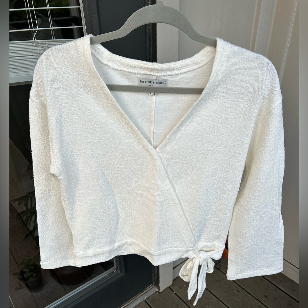 Madewell Ivory Textured Wrap Blouse XS